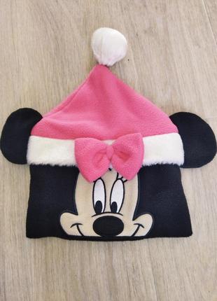 Теплая флисовая новогодняя шапка минни маус