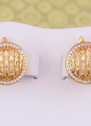 Сережки медичне золото xuping jewelry ґудзики 1.5 см золотисті