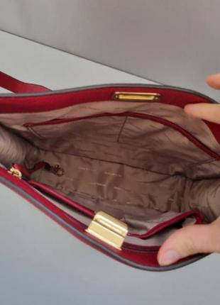 Кожаная сумка michael kors, сумка michael kors, бордовая сумка, красная сумка5 фото