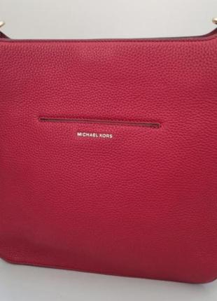 Кожаная сумка michael kors, сумка michael kors, бордовая сумка, красная сумка7 фото