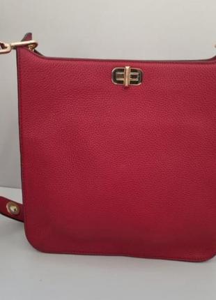 Кожаная сумка michael kors, сумка michael kors, бордовая сумка, красная сумка8 фото