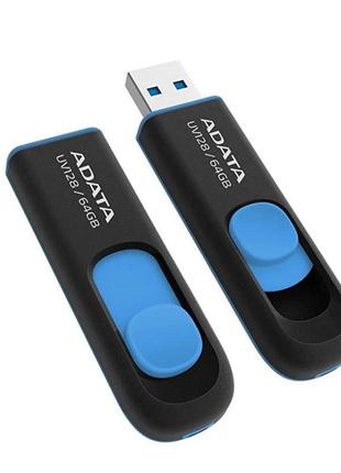 Flash a-data usb 3.2 uv 128 64gb black/blue2 фото