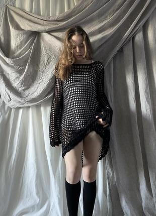 Вязаное платье сетка