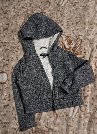 Укорочена утеплена кофта худі на меху