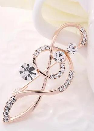 Брошь скрипичный ключ с камнями