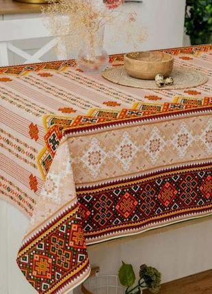 Скатертина льняна карпатський орнамент натуральна тканина+подарунок