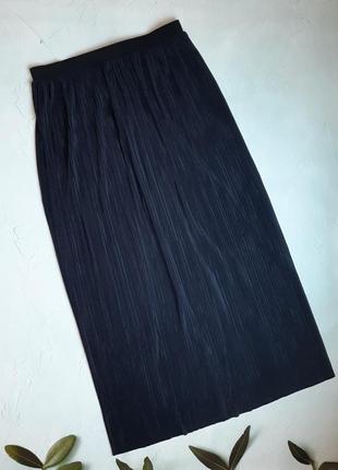 🌿1+1=3 шикарная темно-синяя длинная юбка плиссе на резинке per una, размер 48 - 502 фото