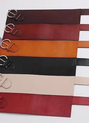 Ремень пасок женский кожаный широкий асимметричный коричневый