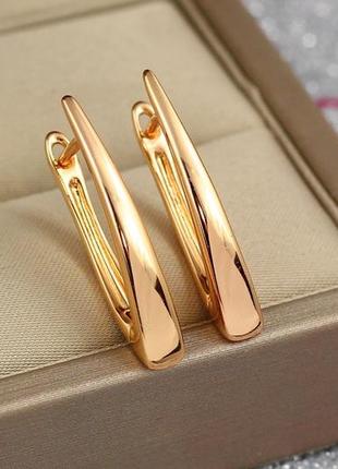 Сережки медичне золото xuping jewelry золота доріжка тонкий верх 1.7 см