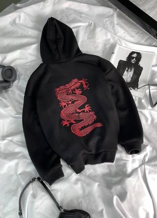 Худі oversize «dragon»якісна трьохнитка на флісі