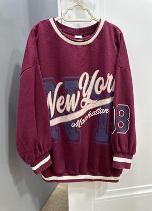 Свитшот бордовый теплый next 140см