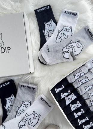 Носки с принтом ripndip женские мужские набор 24 пары 36-40 41-45 серые,белые,черные, комплект носков с прикол