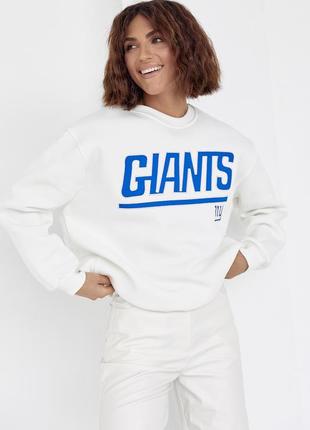 Женский теплый свитшот с надписью giants цвет молочный размер l fl_000733
