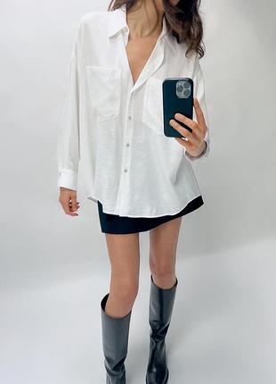 Белая рубашка оверсайз белая рубашка свободного кроя свободная блуза натуральная