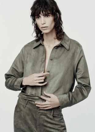 Сорочка жіноча замшева хакі zara new