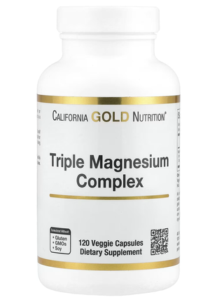Gold c 1000 мг от california gold nutrition, комплекс с магнием тройного действия, 120 растительных капсул
