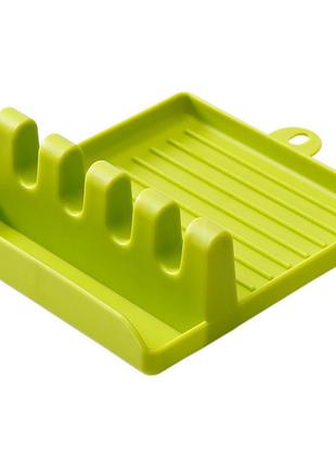 Кухонная подставка для ложек, лопаток, крышки, во время готовки (зеленый)