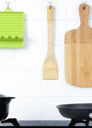Кухонная подставка для ложек, лопаток, крышки, во время готовки (зеленый)