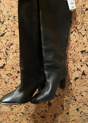 Черные сапоги, сапоги zara.новые,кожа