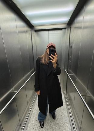 Мягкое черное оверсайз пальто zara new