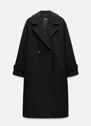 Мягкое черное оверсайз пальто zara new3 фото