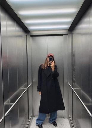 Мягкое черное оверсайз пальто zara new2 фото