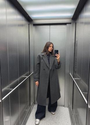 Пальто женское серое оверсайз zara new