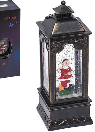 Новорічний декоративний ліхтар з музикою, снігом та підсвічуванням 22*8см knz