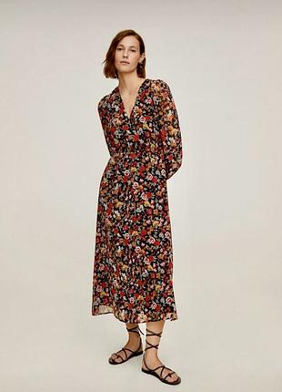 Цветочное длинное платье mango
