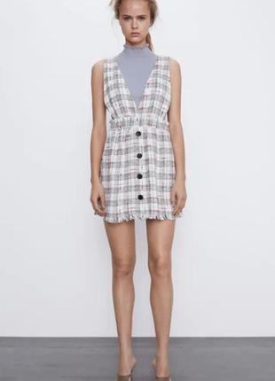 Твидовый сарафан zara в клетку