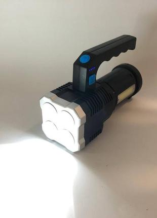 Фонарь светодиодный ручной переносной bl-x510-4led+cob, светодиодный ручной аккумуляторный портативный6 фото