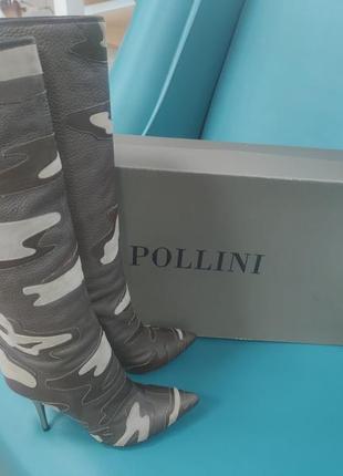 Шкіряні сапоги pollini "мілітарі"