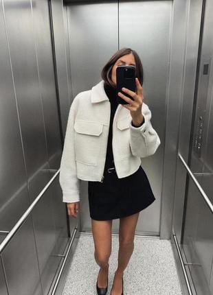 Куртка бомбер из букле бежевая zara new
