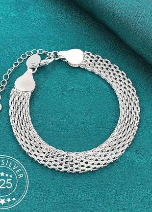 Браслет широкий серебряный s925