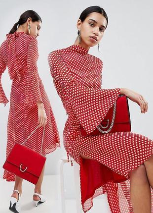 Розпродаж сукня boohoo міді  горох асиметрія розріз