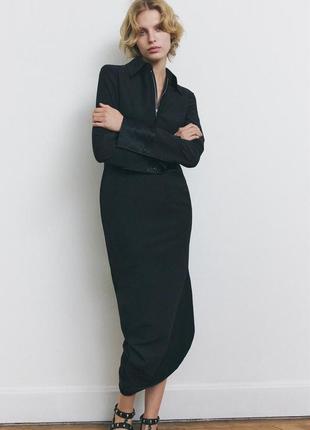 Плаття середньої довжини з вирізом поло zw collection
