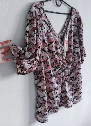Фактурная блуза в цветочный принт 26рр2 фото