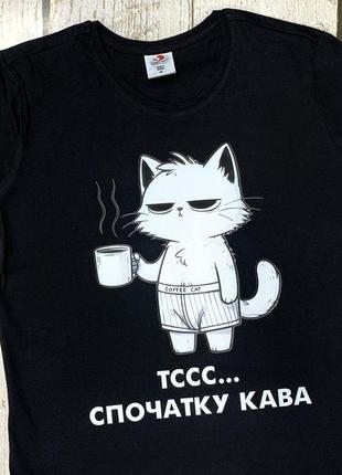 Футболка з прикольним принтом кота7 фото