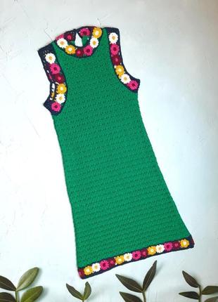 🌿1+1=3 шикарна зелена в'язана сукня в квітках zara, розмір 44 - 462 фото