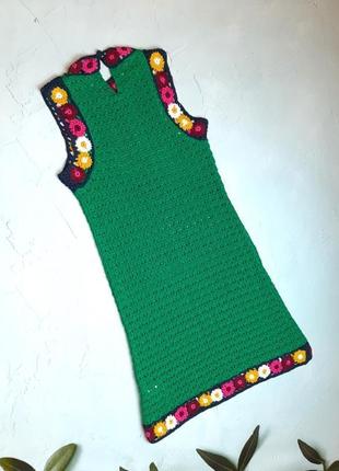 🌿1+1=3 шикарна зелена в'язана сукня в квітках zara, розмір 44 - 467 фото