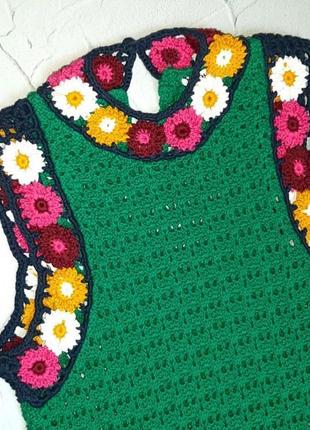 🌿1+1=3 шикарна зелена в'язана сукня в квітках zara, розмір 44 - 468 фото