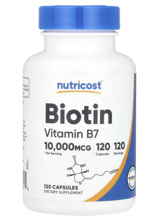Nutricost, биотин, 10 000 мкг, 120 капсул
