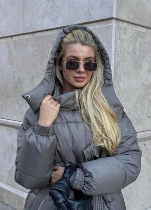 Зимняя удлиненная куртка оверсайз под пояс пальто2 фото