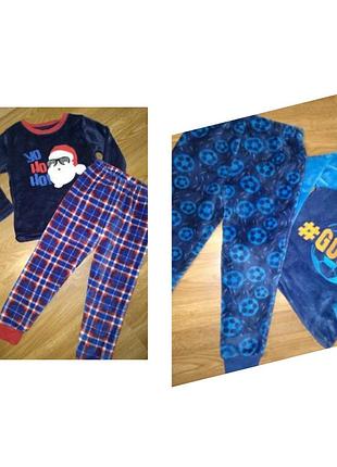 Костюм пижама на мальчика 7-8лет 122/128р. плюшевый санта футбольный