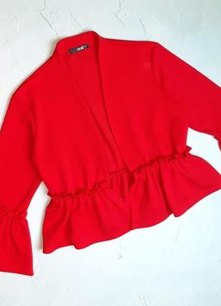 🌿1+1=3 стильный романтичный красный пиджак жакет блейзер quiz, размер 46 - 48