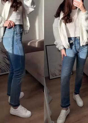 Вкорочені джинси zara slim fit blue