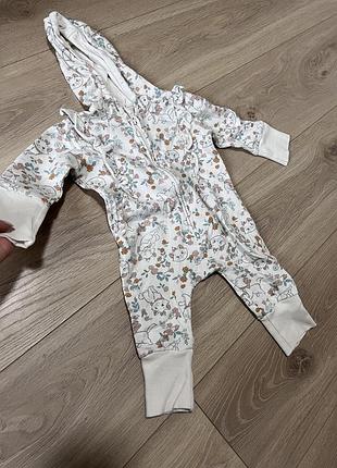 Теплий ромпер на флісі george квіти подовжені ручки ніжки сліп на замку 3-6 місяців чоловічок