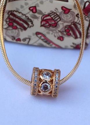 Кулон шарм xuping jewelry для тонкого ланцюга або браслета з великим камінням у центрі 8 мм золотистий2 фото