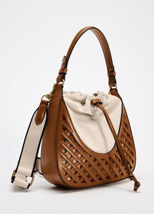 Сумка мешок zara, коричневая сумка zara