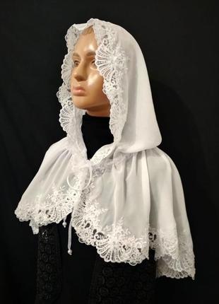 Платок праздничный в храм на крестины венчания палантин накидка к церкви платье-капюшон